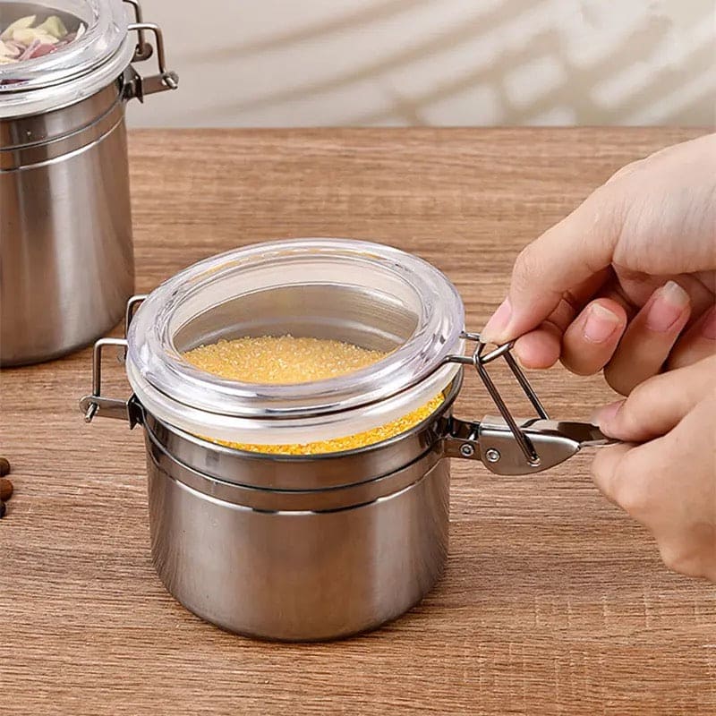 Set Of 4 Stainless Steel Airtight Sealed Canister, Coffee Flour Sugar Tea Container, Kitchen Container Seal Storage Jars With Plastic Cover, Miscellaneous Grain Food Storage Containers, Metal Sealed Can, Tea Leaf Organizer, Kitchen Accessories Set Of 4 Stainless Steel Airtight Sealed Canister, Coffee Flour Sugar Tea Container, Kitchen Container Seal Storage Jars With Plastic Cover, Miscellaneous Grain Food Storage Containers, Metal Sealed Can, Tea Leaf Organizer, Kitchen Accessories
